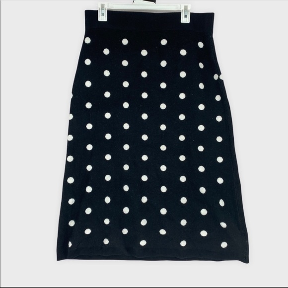 Victor Glemaid Black Polka Dot Sweater Skirt Size L. - Picture 1 of 2